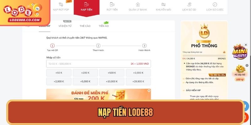 Nạp tiền Lode88